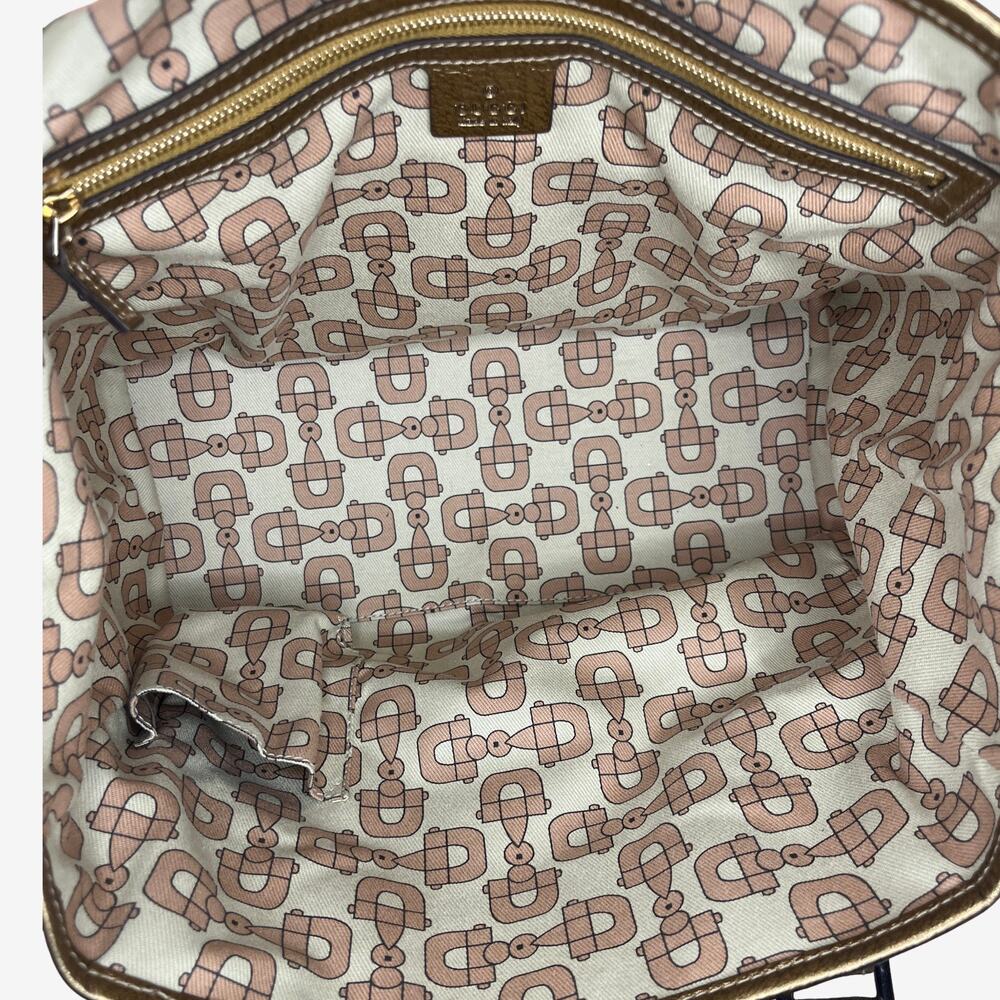 Gucci Jolicoeur GG Canvas Gold Leather Trim Tote Shoulder With Charm Cards Italy - Picture 8 of 15